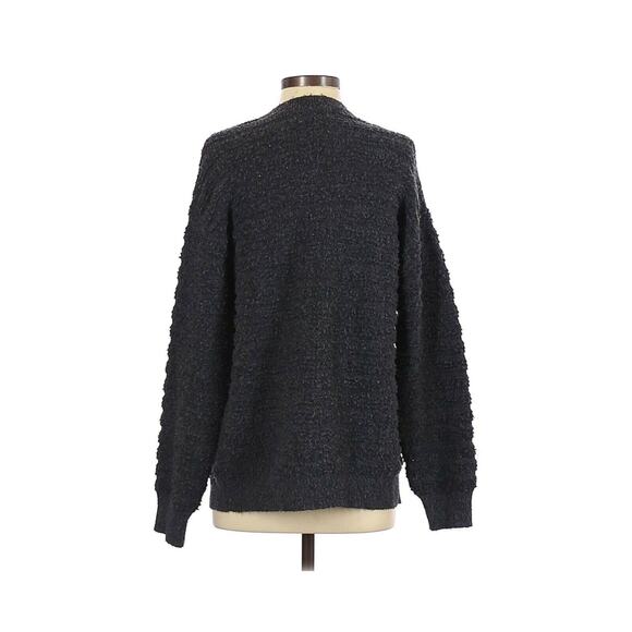 Chelsea 28 Fuzzy Textured Charcoal Gray Open Front Cardigan Sweater Size X-Small - Picture 2 of 4